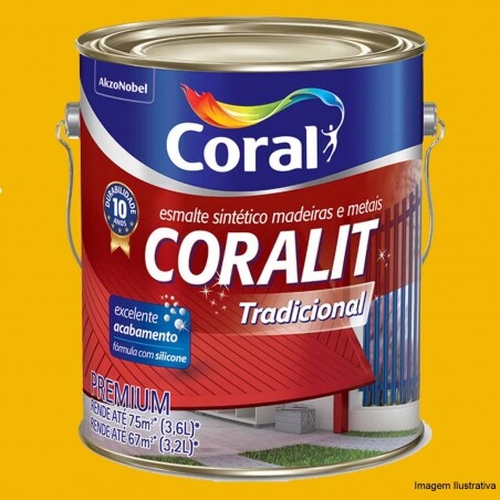 Tinta Premium Esmalte Sinttico Brilhante Coralit Amarelo 3,6L - Coral