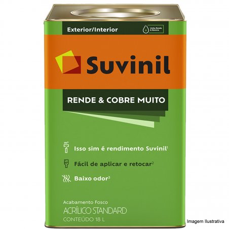 Tinta Acrlica Rende e Cobre Muito Branco Fosco 18L - Suvinil
