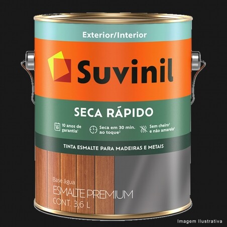 Esmalte Brilhante Seca Rpido Preto 3,6L - Suvinil