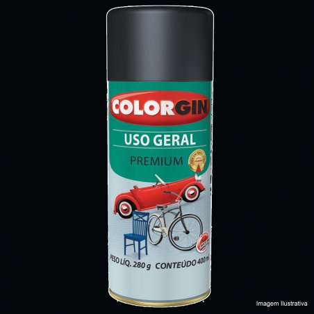 Tinta Spray Uso Geral Preto Semibrilho 400ml - Colorgin