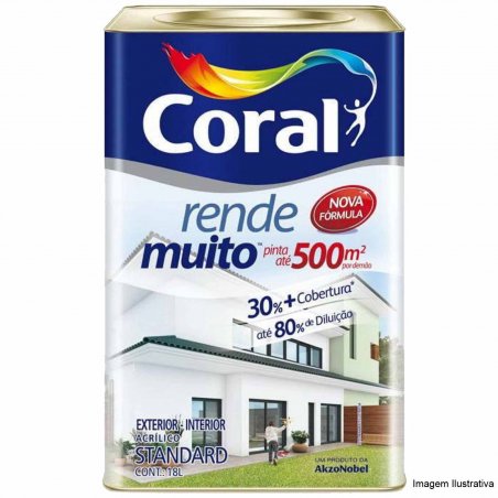Tinta Acrlica Rende Muito Branco Neve Fosco 18L - Coral