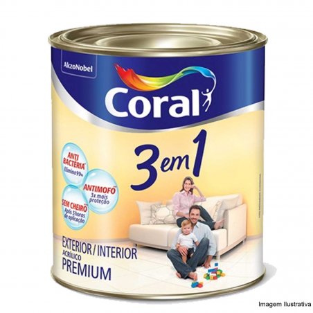 Tinta Premium Acrlica 3 em 1 Branco Neve 0,900L - Coral