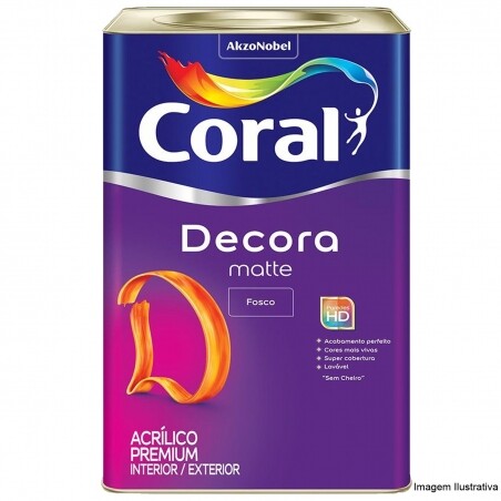 Tinta Acrlica Premium Decora Matte Branco Neve Fosco 18L - Coral