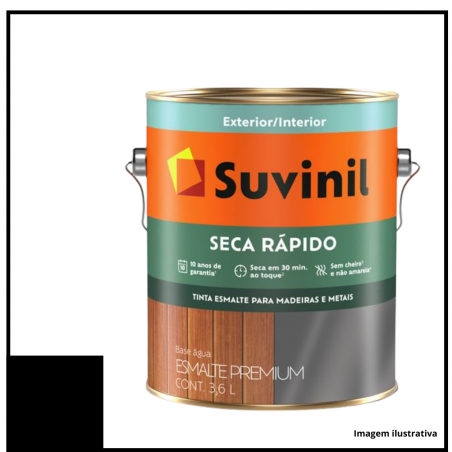 Esmalte Brilhante Seca Rpido Preto 3,6L - Suvinil