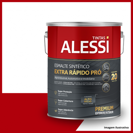 Esmalte Sinttico Brilhante PR Extra Rapido - Vermelho Segurana 3,6L - Alessi