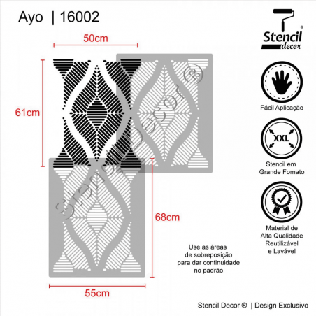 Stencil Decor Ayo 68x55cm - Para Parede