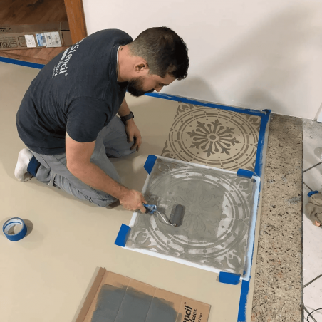 Stencil Decor Azulejo Baile (55x55cm) para parede
