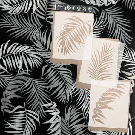 Stencil Decor Folhagem Clima Tropical (Kit-3-stencils) para parede