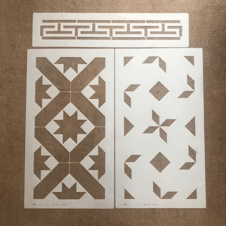 Stencil Decor Geomtrico Ladrilho (Kit-3-stencils) para parede