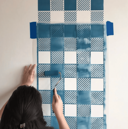 Stencil Decor Xadrez 90x55cm para parede