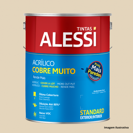 Tinta Acrlica Cobre Muito Rende Mais Palha 3,6L - Alessi
