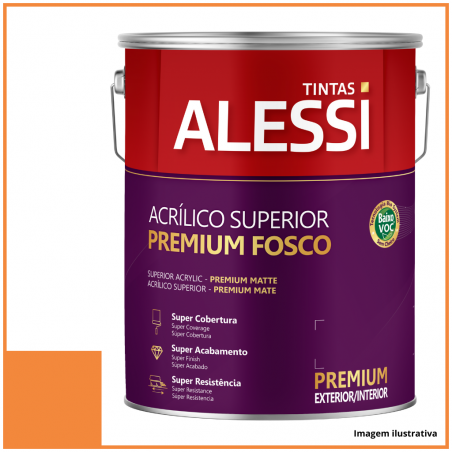 Tinta Acrlica Superior Premium Tangerina Fosco 3,6L - Alessi