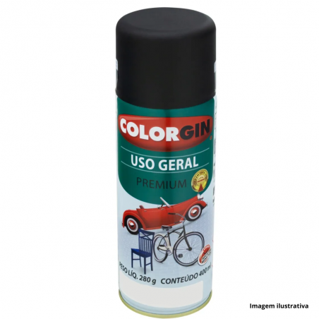 Tinta Spray Uso Geral Preto Fosco 400ml - Colorgin